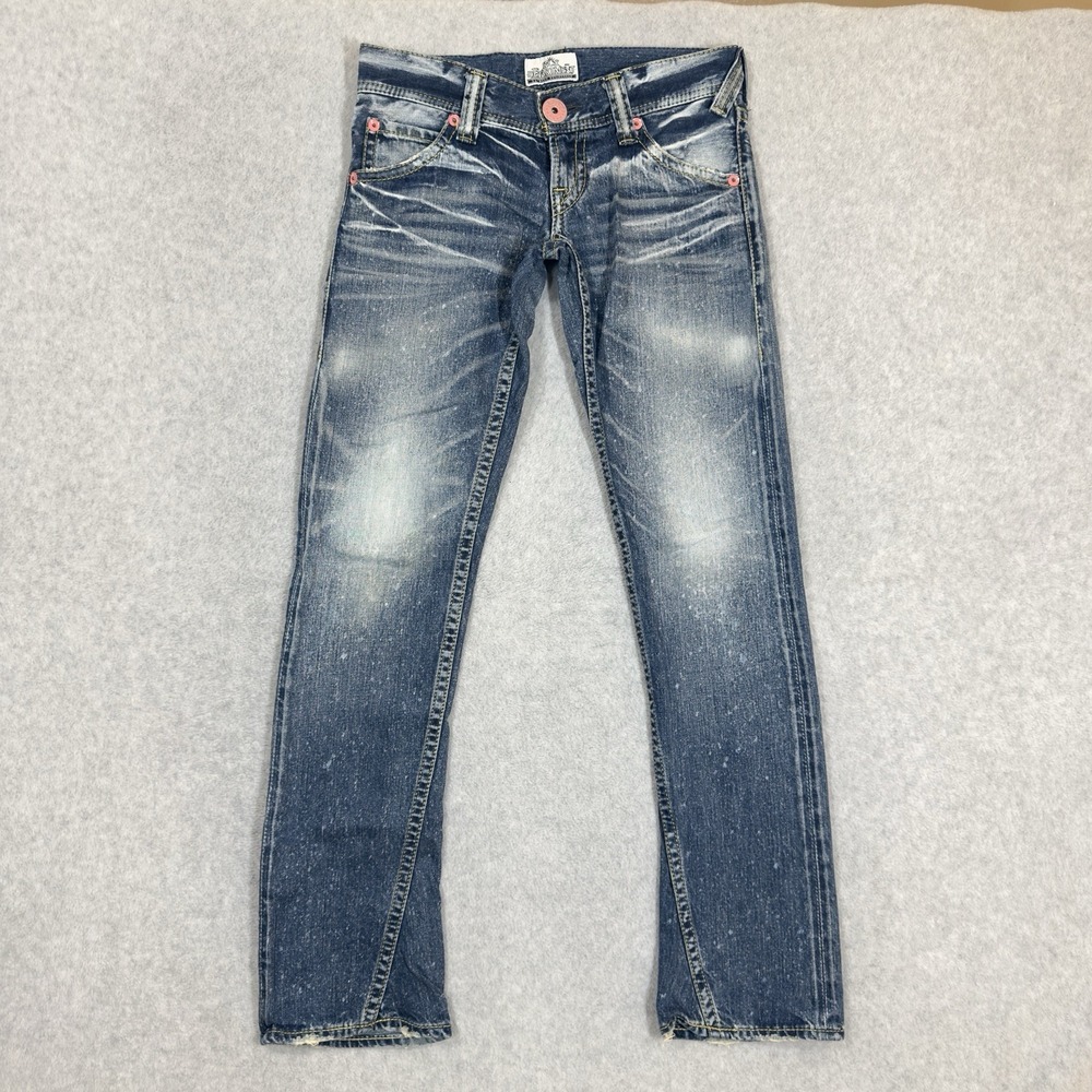 Rodeo Crowns Jeans Womens 30x33 Blue Straight Leg Faded Opium Contrast‎ Stitch